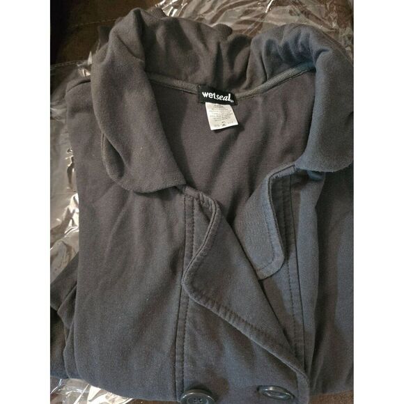 Double-Breasted Buttoned Black Jacket boho cottagecore peasant soft casual Y2K - Picture 5 of 7